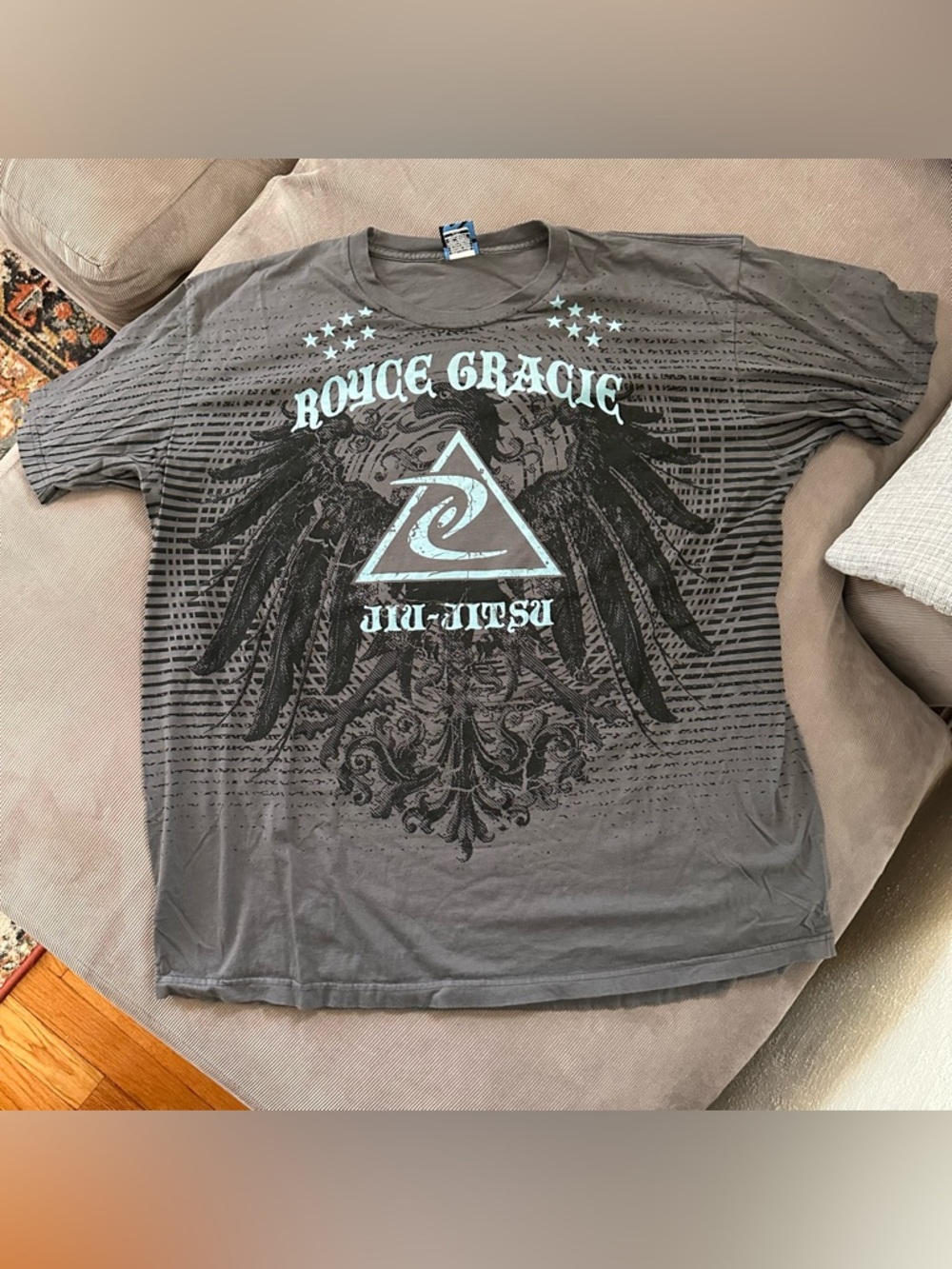 VTG MMA Tee Royce Gracie BJJ Tapout Affliction Elite UFC All Over Print Y2K 2XL